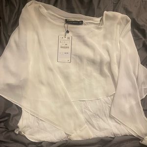 Zara women sheer white top
